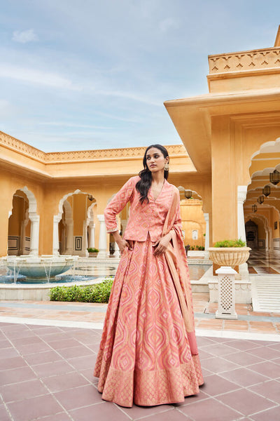 SHUKRA LEHENGA SET-BLUSH - The Grand Trunk