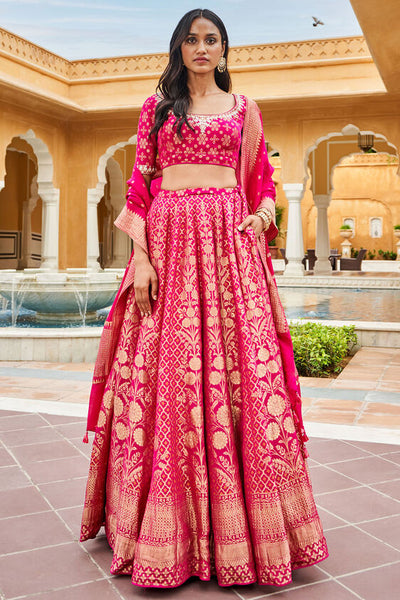 Valimai Lehenga Set -Hot Pink - The Grand Trunk