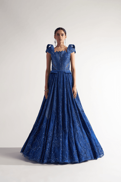 Sulakshana Monga Blue Flap Gown - The Grand Trunk