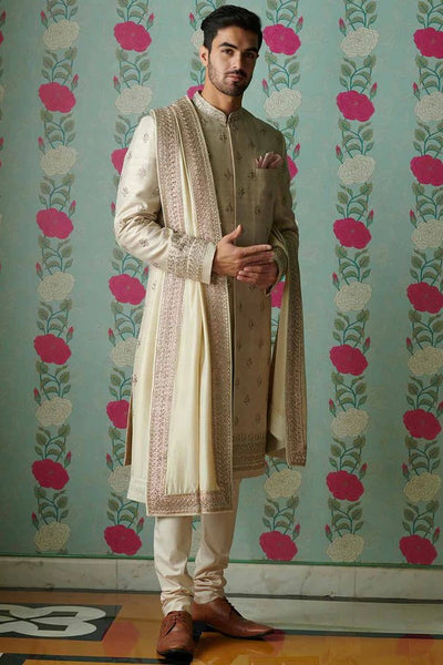 Anushree Reddy - zardozi buti embroidered sherwai set - The Grand Trunk