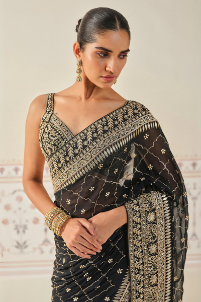 Anushna Handcrafted Badla Georgette Saree