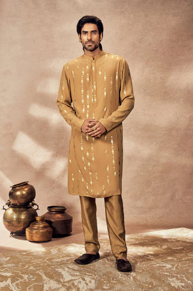 Beige Tribal Pillar Kurta Set