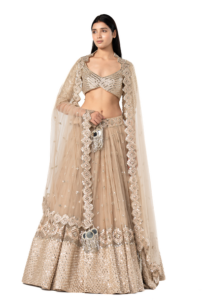 Abhinav Mishra Golden embellished lehenga set - The Grand Trunk