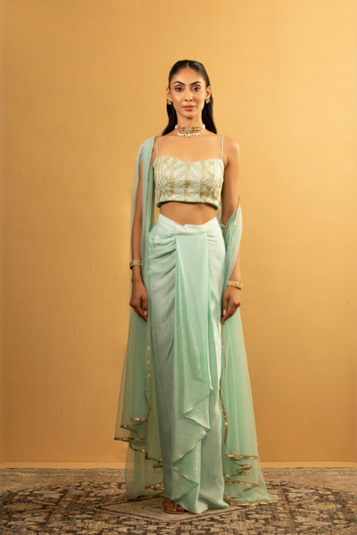 Ice Blue Dhoti Set