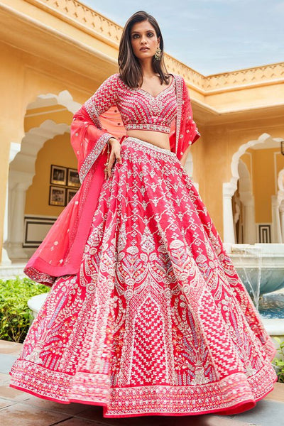 MYTHILI LEHENGA SET-BERRY SORBET - The Grand Trunk