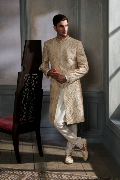 Palvit Sherwani – Off White - The Grand Trunk