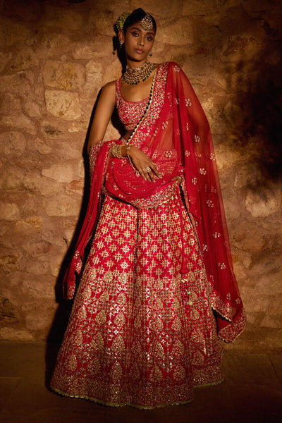 MANI LEHENGA - RED - The Grand Trunk