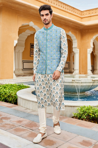 Kavan nehru jacket - Powderblue - The Grand Trunk