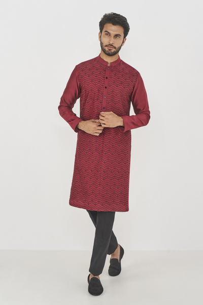 Gulzar Kurta- Maroon - The Grand Trunk