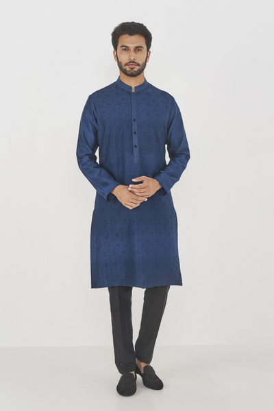 Gulzar kurta - Navy - The Grand Trunk