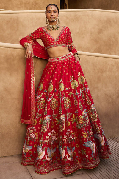 Visvam Lehenga - Red - The Grand Trunk