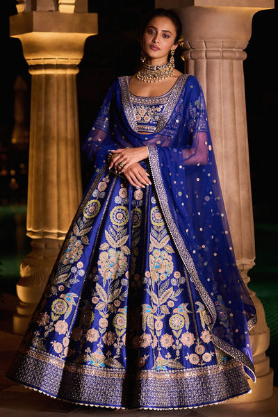 QIRAT LEHENGA-BLUE - The Grand Trunk