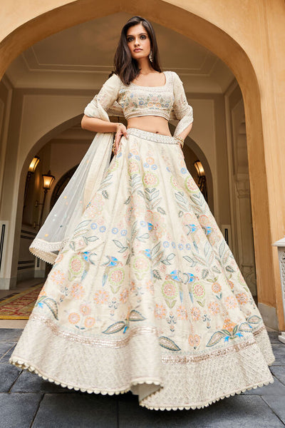 QIRAT LEHENGA - IVORY - The Grand Trunk