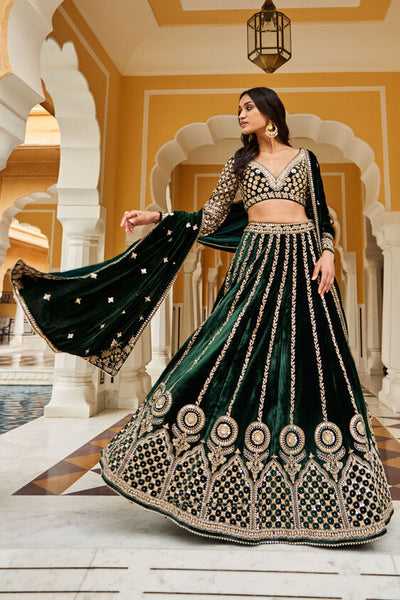 SHUMAILA LEHENGA - GREEN - The Grand Trunk