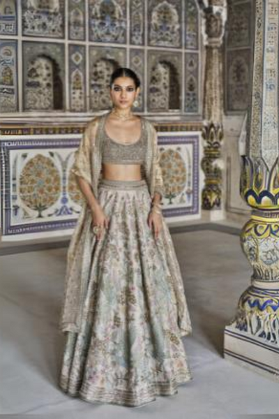 Suramya Embroidered Zardozi Silk Lehenga Set