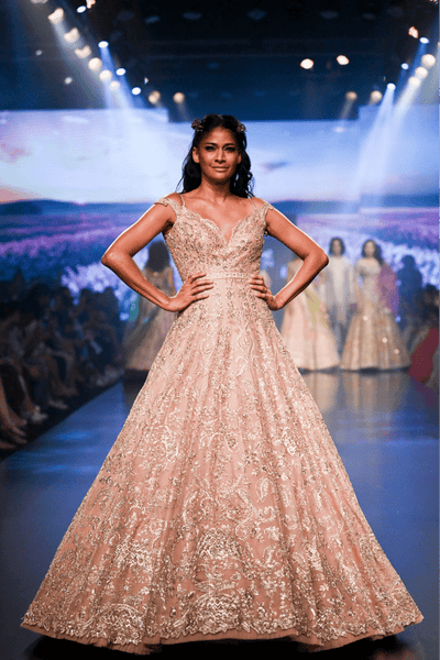 khushrana dusty rose gown - The Grand Trunk