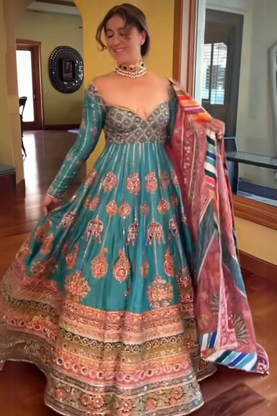 Feroza Anarkali with multicolor dupatta