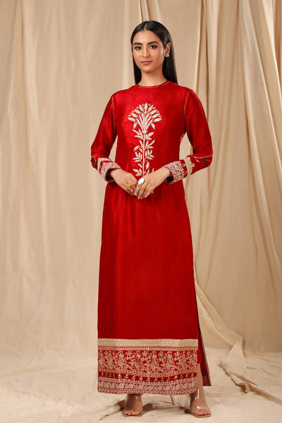 Red Spring Blossom Kurta - The Grand Trunk