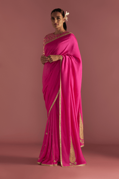 Magenta 'Paan-Patti' Saree - The Grand Trunk