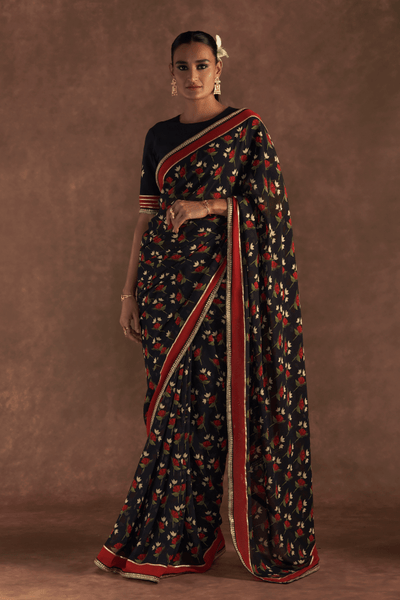 Black Irisbud Saree - The Grand Trunk