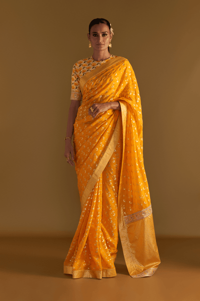 Mango Yellow Springbud Saree - The Grand Trunk