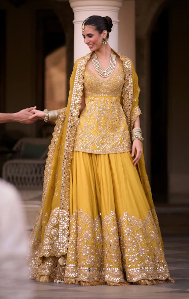 Golden Haldi Embellished Lehenga Set