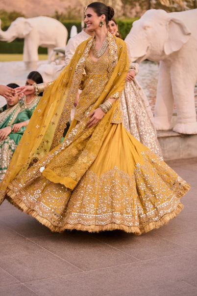 Golden Haldi Embellished Lehenga Set