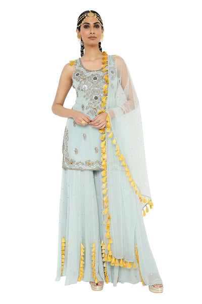 Payal Singhal Embroidered Kurta With Sharara And Dupatta - The Grand Trunk