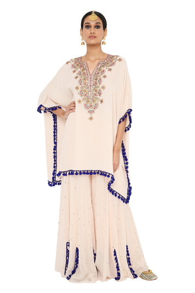 Payal Singhal Short Kaftan With Dot Mukaish Sharara - The Grand Trunk