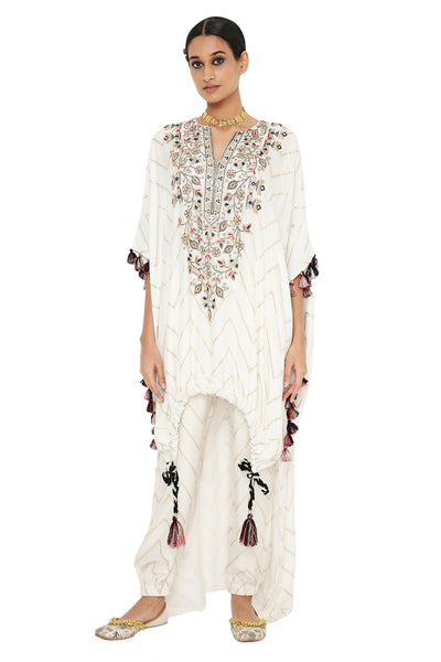 Payal Singhal Banarasi High Low Kaftan With Jogger Pant - The Grand Trunk