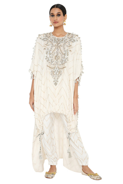 Payal Singhal Banarasi High Low Kaftan With Jogger Pant - The Grand Trunk