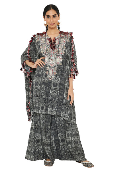 Payal Singhal  Printed  Embroidered Yoke Kaftan With Palazzo - The Grand Trunk