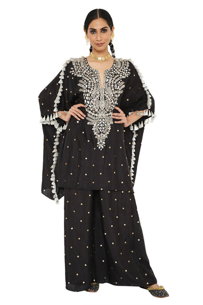 Payal Singhal  Mukaish Silk Kaftan With Palazzo - The Grand Trunk