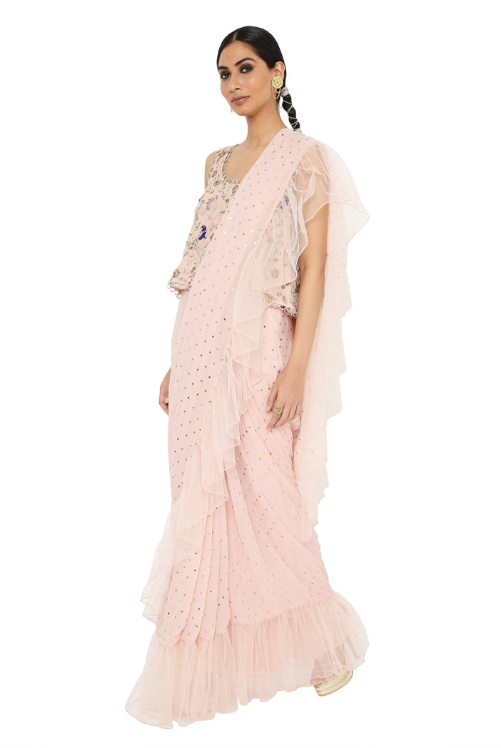 Payal Singhal embroidered Choli With Pre-Stitched Saree - The Grand Trunk