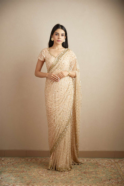 Peach Pink Heavy Shimmer Work Saree Set