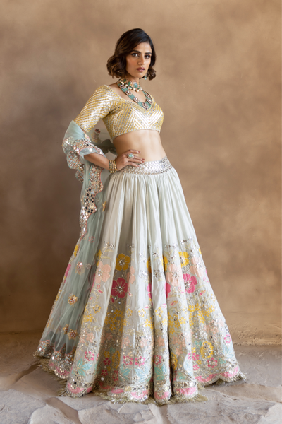 Abhinav Mishra Pastel patch work lehenga - The Grand Trunk