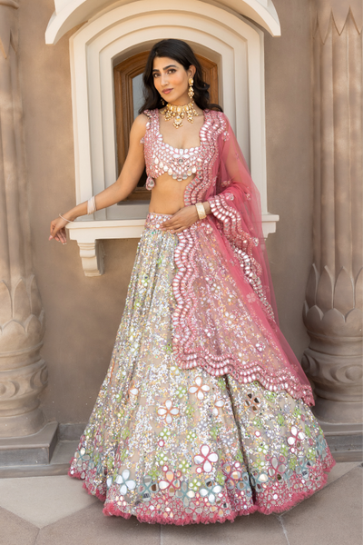 Abhinav Mishra multicolour sequence lehenga - The Grand Trunk