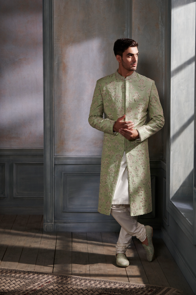 Linay Sherwani – Sage Green - The Grand Trunk