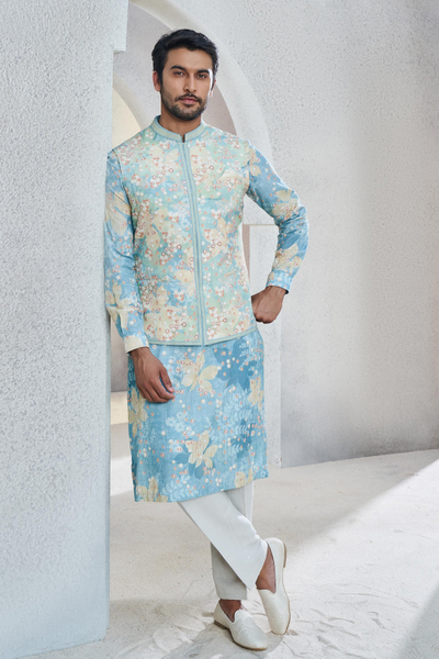 Revaan Nehru Jacket - Powder Blue - The Grand Trunk