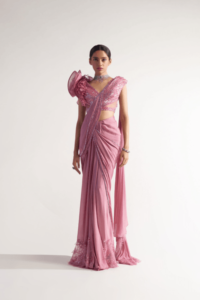 Sulakshana Monga Onion Pink Drape - The Grand Trunk