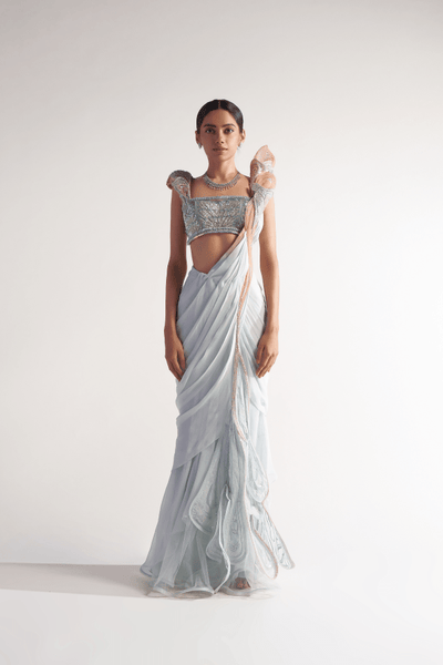 Sulakshana Monga Ice Blue Drape - The Grand Trunk