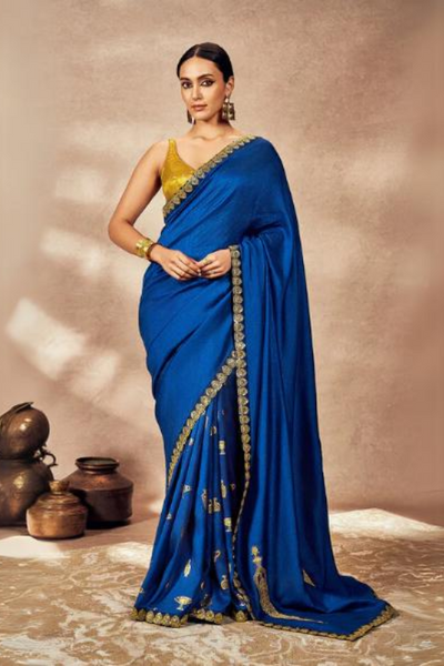 Blue Potters Touch Saree