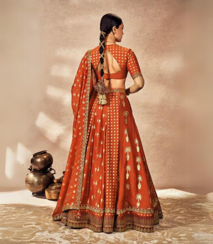 Rust Foil Lehenga Set