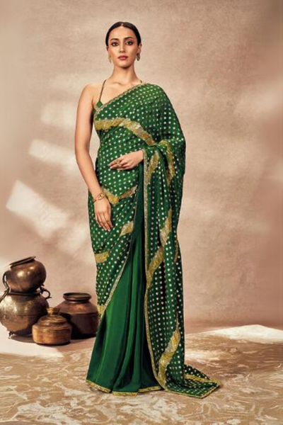 Green Palmscape Gota Saree