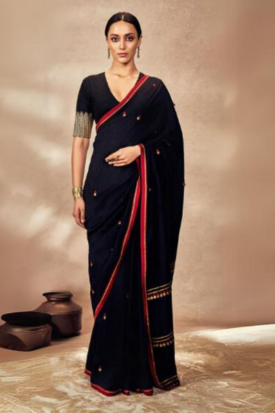 Black Coin Work Saree