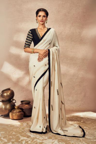 Ivory Coin Work Saree