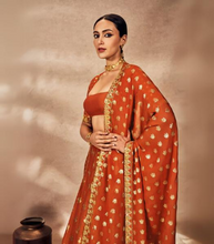 Load image into Gallery viewer, Rust Foil Lehenga Set