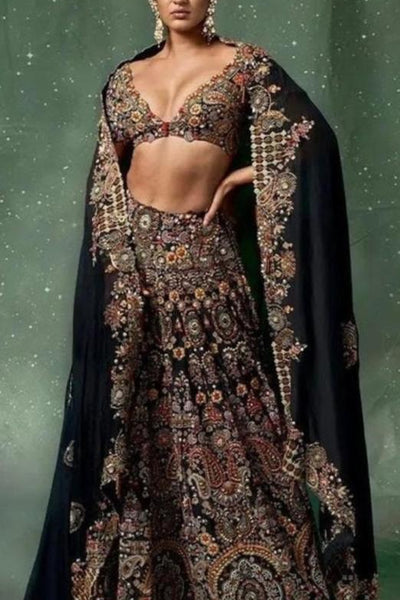 Anamika Khanna Black Organza lehenga - The Grand Trunk