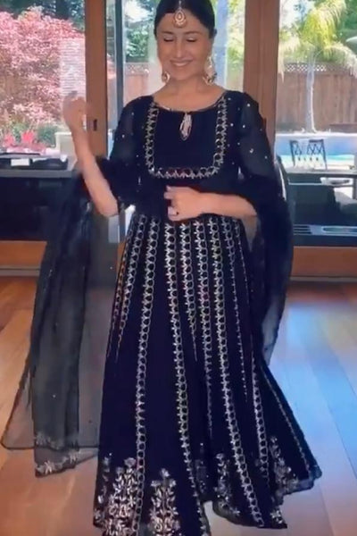 Esha Koul -Black Anarkali Sharara set - The Grand Trunk