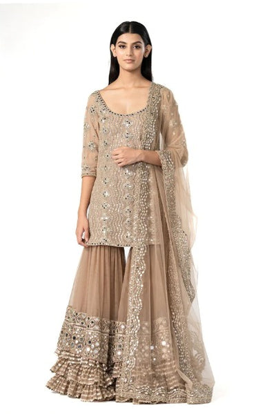 Abhinav Mishra Moon Grey sharara set - The Grand Trunk